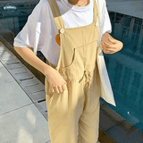 Beige Dungarees Womens with Suspenders