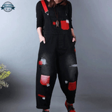 Black Denim Baggy Dungarees