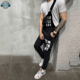 Black Denim Dungarees for Men