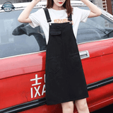 Black Jeans Dungaree Dress UK