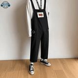 Black Loose Cotton Dungarees