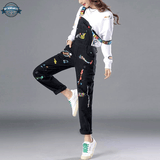 Black Patterned Dungarees