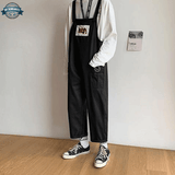 Black Wide Leg Cotton Dungarees