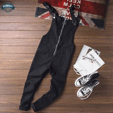 Black Zip Front Overalls