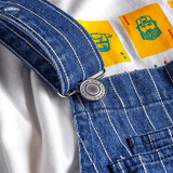 Blue and White Striped Dungarees with Suspenders