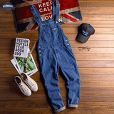 Blue and White Striped Dungarees