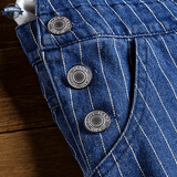 Blue and White Striped Overalls