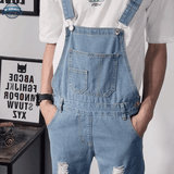 Blue Denim Ripped Bib Overalls