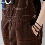 Brown Denim Dungarees with Pockets