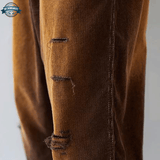 Brown Denim Ripped Dungarees