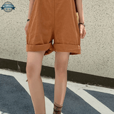 Camel Dungaree Shorts