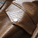 Chocolate Leather Dungaree Skirt