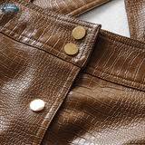 Cow Leather Dungaree Skirt