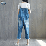Cropped Denim Bib Overalls