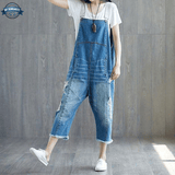 Cropped Denim Overalls