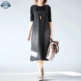 Dark Denim Dungaree Dress