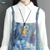 Dungaree Shorts with Daisy Embroidery