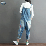 Dungaree Shorts with Dandelion Embroidery
