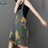 Flowered Dungaree Shorts