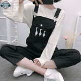 Girls Black Dungarees