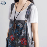 Grey Denim Dungarees with Flowers