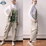 Grey Dungaree Flower Emproided