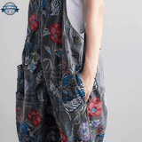 Grey Flowered Denim Dungarees