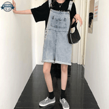 Jean Dungaree Shorts with Hem