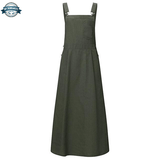Khaki Long Dungaree Dress