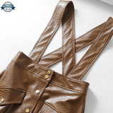 Leather Dungaree Skirt with Suspenders