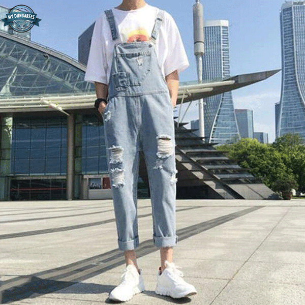 Slate Blue Cord Dungaress with Shirt main image 0