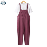Linen Burgundy Dungarees