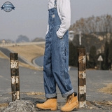 Mens Blue and White Striped Dungarees