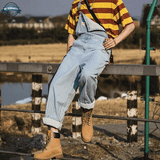 Mens Blue Stripe Denim Dungarees