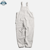 Mens White Denim Dungarees with Pockets