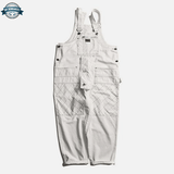 Mens White Denim Dungarees with Suspenders