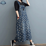Navy Blue Dungaree Long Dress