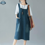 Oasis Blue Denim Dungaree Dress