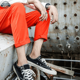 Orange Work Dungarees with Hem