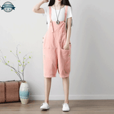 Pink Thin Dungaree Shorts