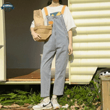 Slim Dungarees with Orange Suspenders
