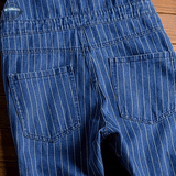 White and Blue Bib Overalls
