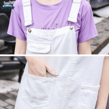 White Denim Bib Overall Dress