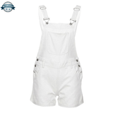 White Overall Dungaree Shorts