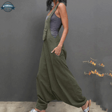 Wide Legged Dungarees in Khaki Green