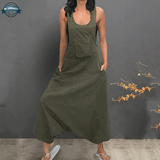 Wide Legged Dungarees in Khaki Green