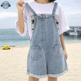 Womens Denim Dungaree Shorts