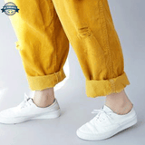 Yellow Denim Dungarees with Hem