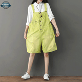 Yellow Wide Leg Short Dungarees