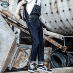 Bell Bottom Patch Pocket Dungarees with Front Buttons